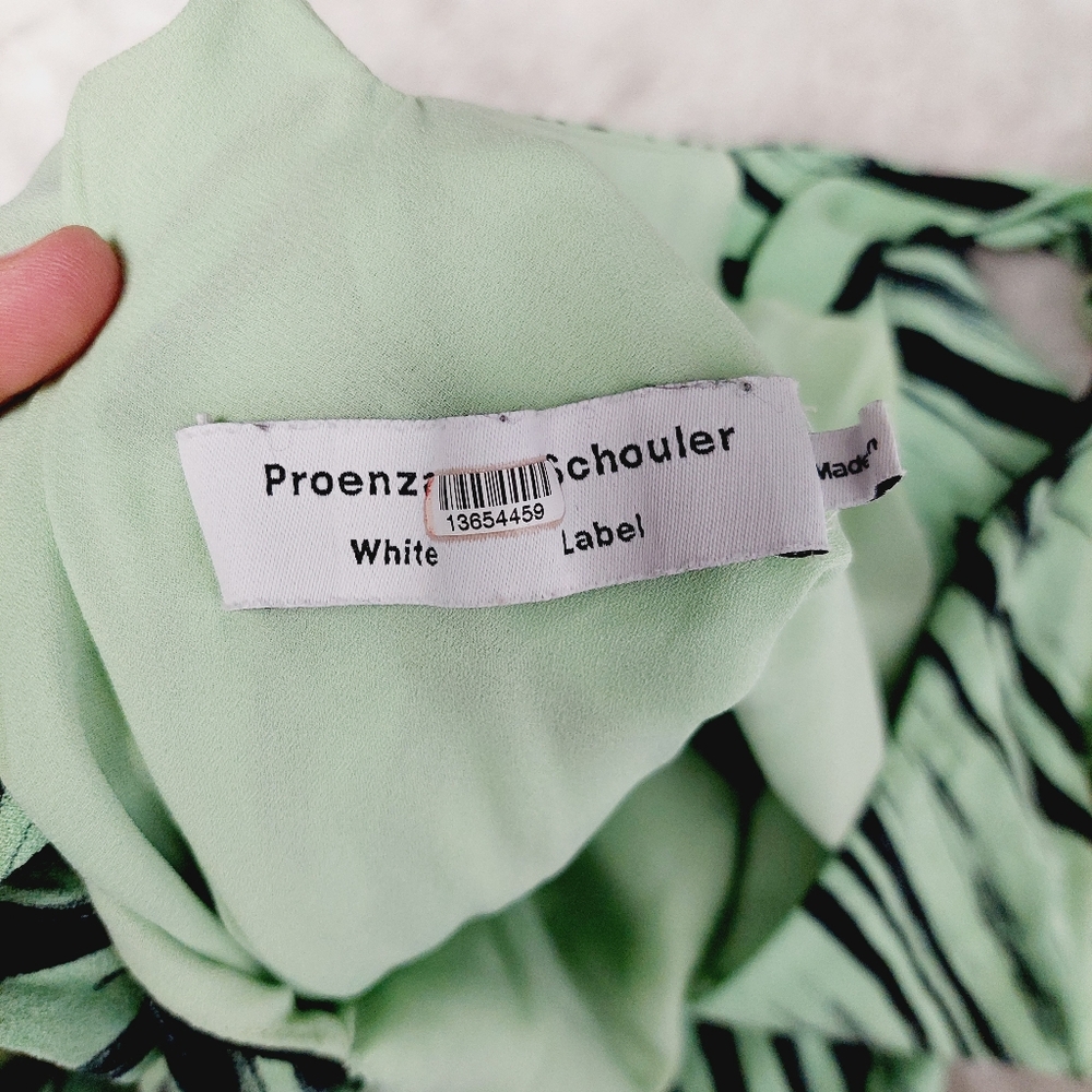 Proenza Schouler Black Striped Green Printed Knot Sleeve Dress P2673 - Picture 6 of 8